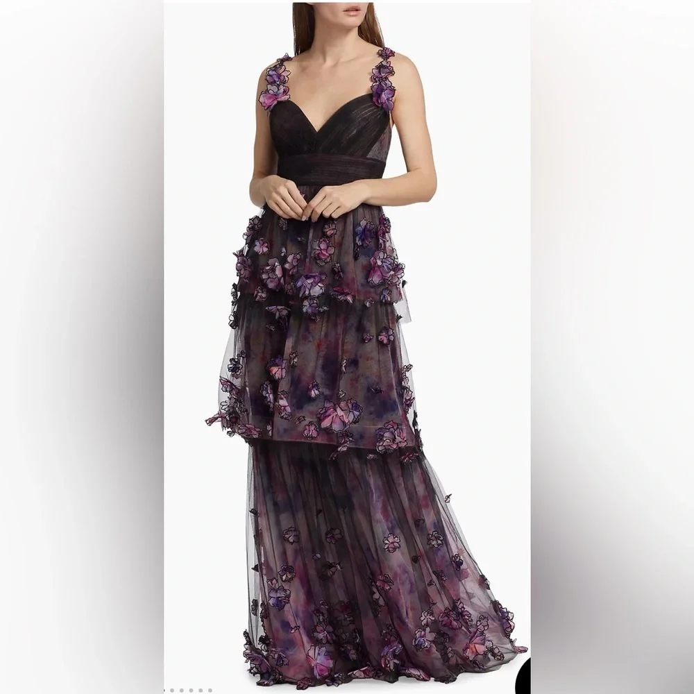 Marchesa Notte Ombré Tulle Gown - NWT - Picture 4 of 14